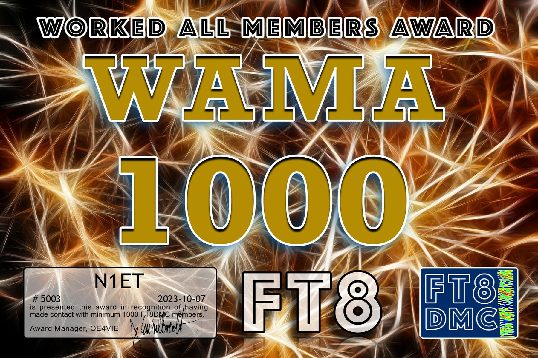 N1ET WAMA 1000 FT8DMC