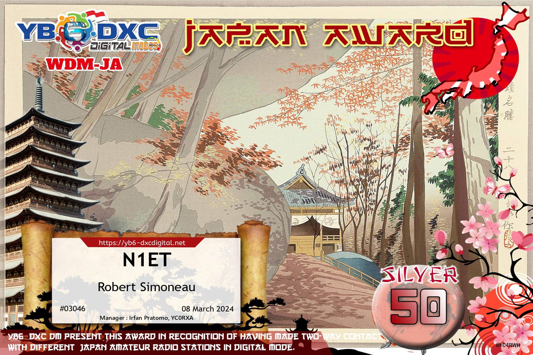 N1ET WDMJA SILVER50 YB6DXC
