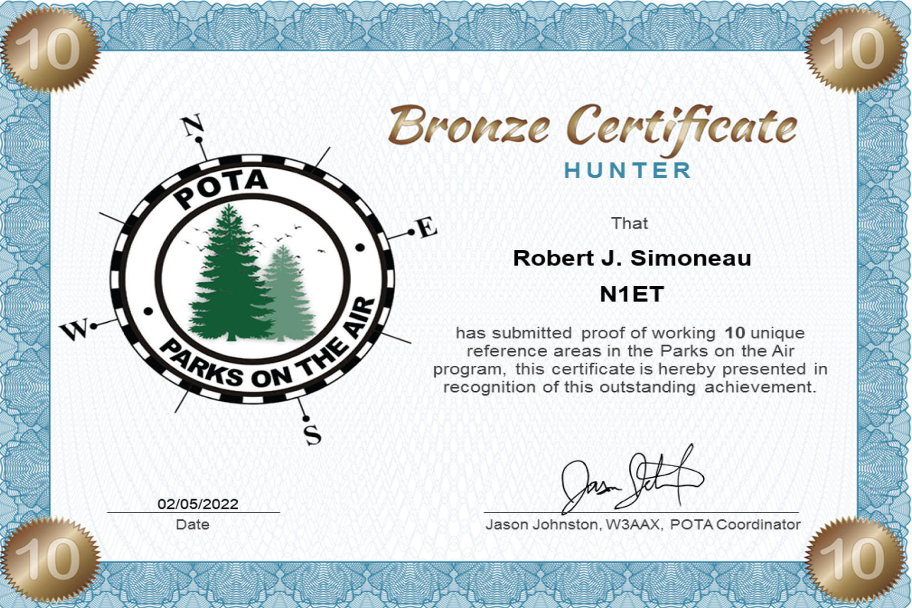 N1ET POTA Bronze Hunter