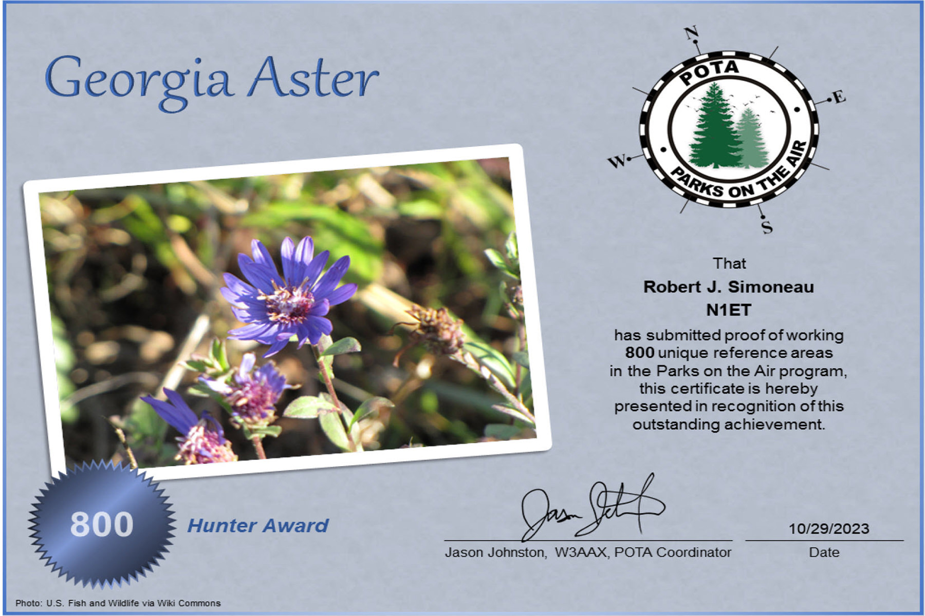 N1ET POTA Georgia Aster Hunter