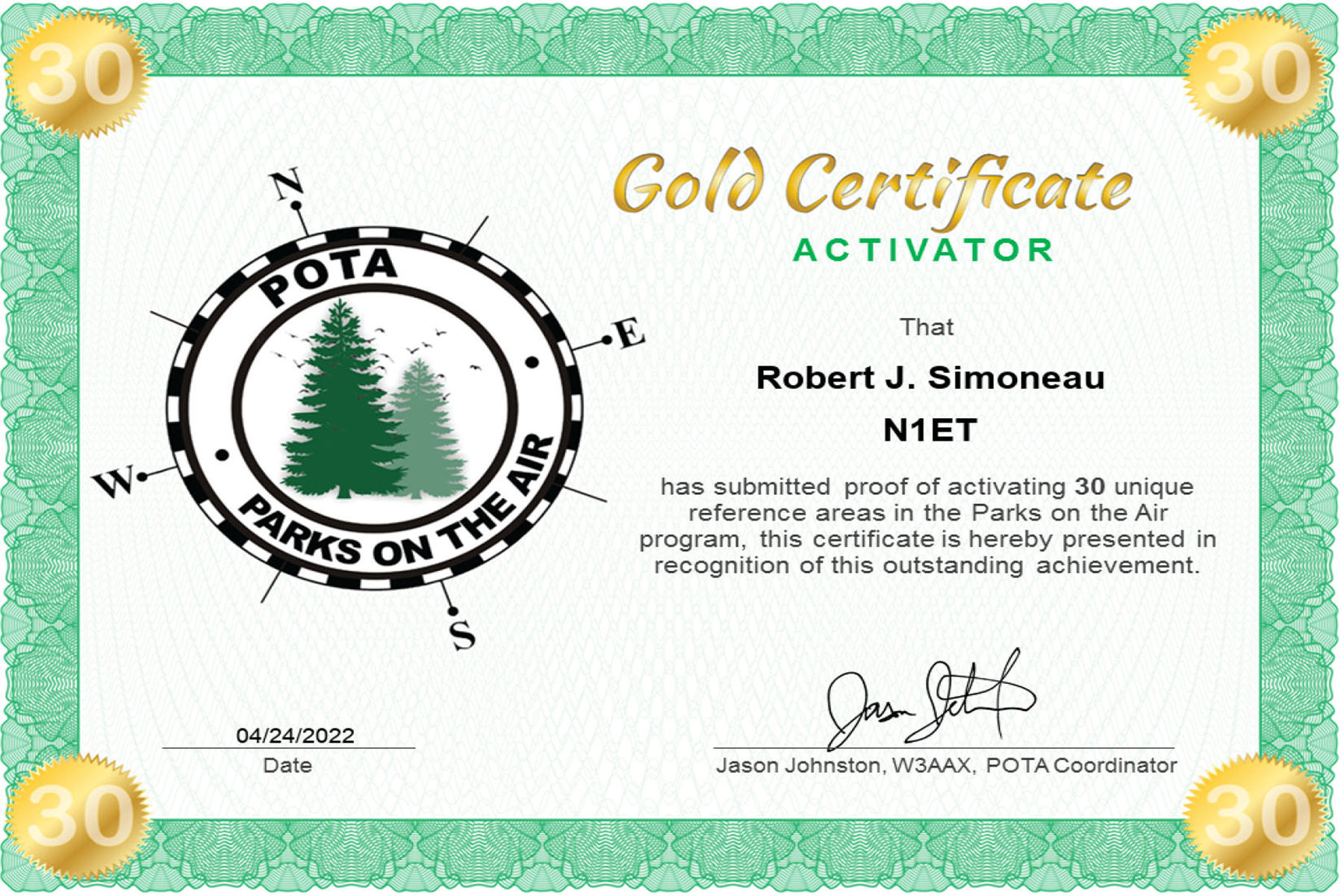 N1ET POTA Gold Activator