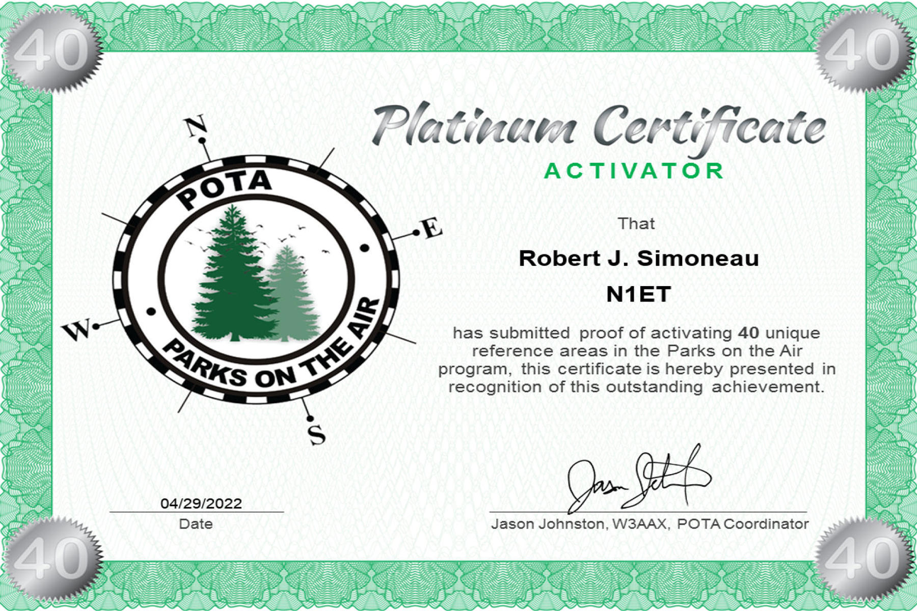 N1ET POTA Platinum Activator