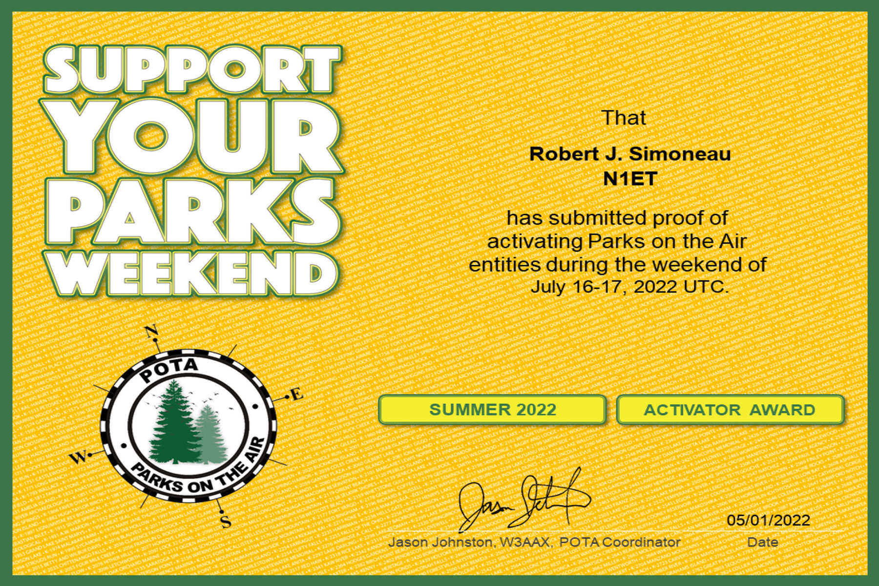 N1ET POTA Support Your Parks Activator (1)