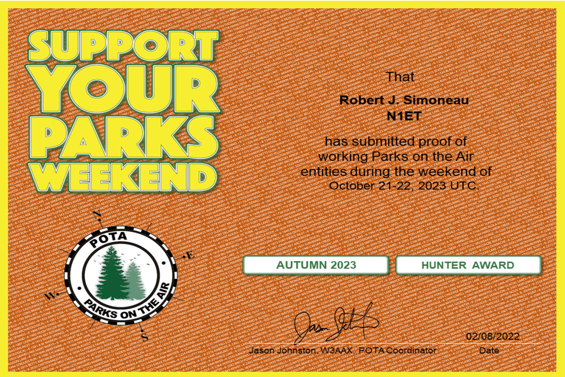 N1ET POTA Support Your Parks Hunter