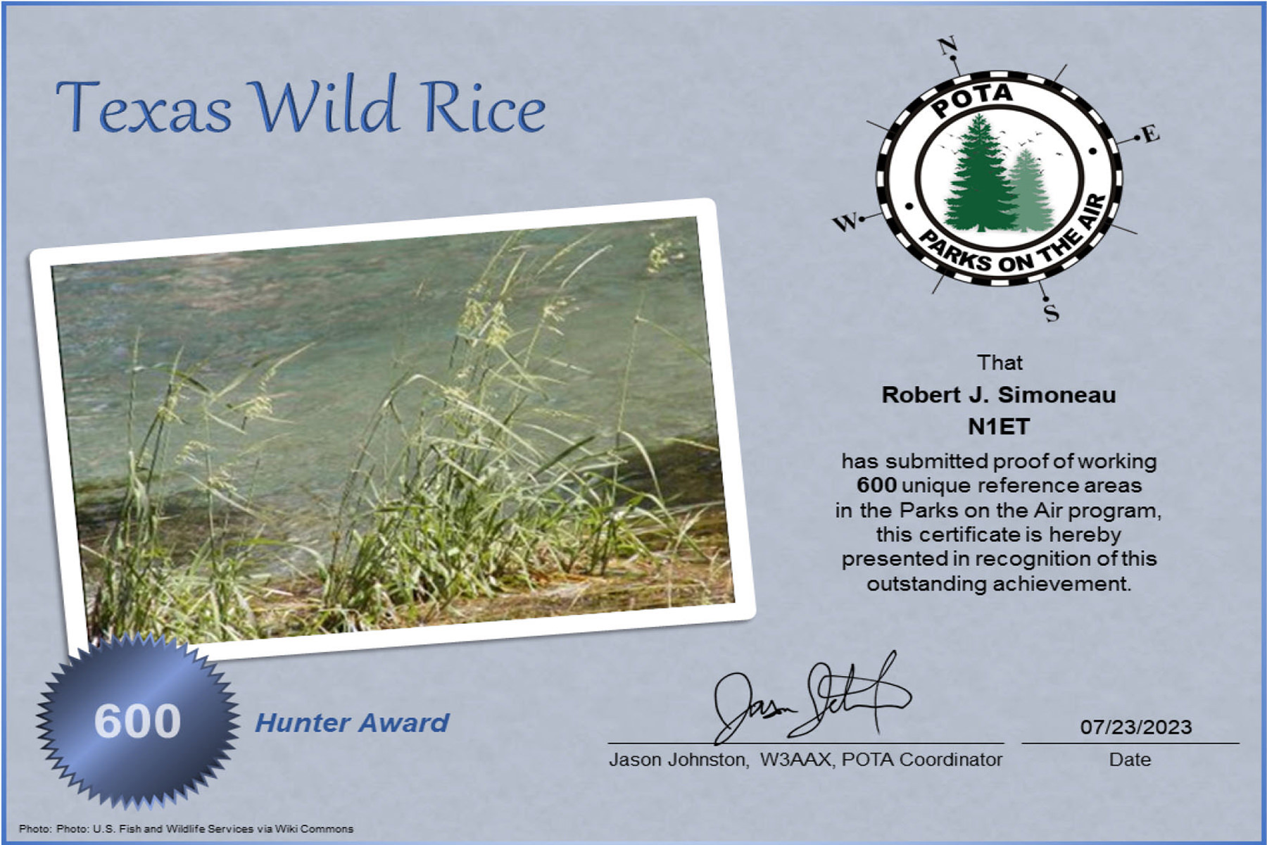 N1ET POTA Texas Wild Rice Hunter